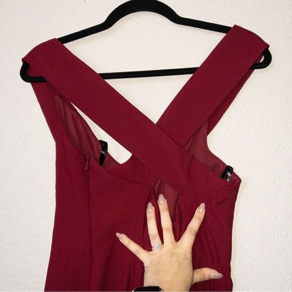 NWT Dessy Collection Burgundy Off The Shoulder Criss Cross Trumpet Dress Size 4 - Picture 6 of 8
